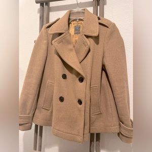 GAP Camel Wool Double Breasted Trench Coat Size Small